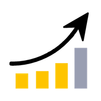 A bar graph with an upward arrow icon symbolizing business growth.