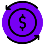 Dollar symbol and rotating arrows symbolizing positive cash flow.