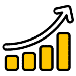 A bar graph with an upward arrow icon symbolizing business growth.