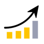 A bar graph with an upward arrow icon symbolizing business growth.