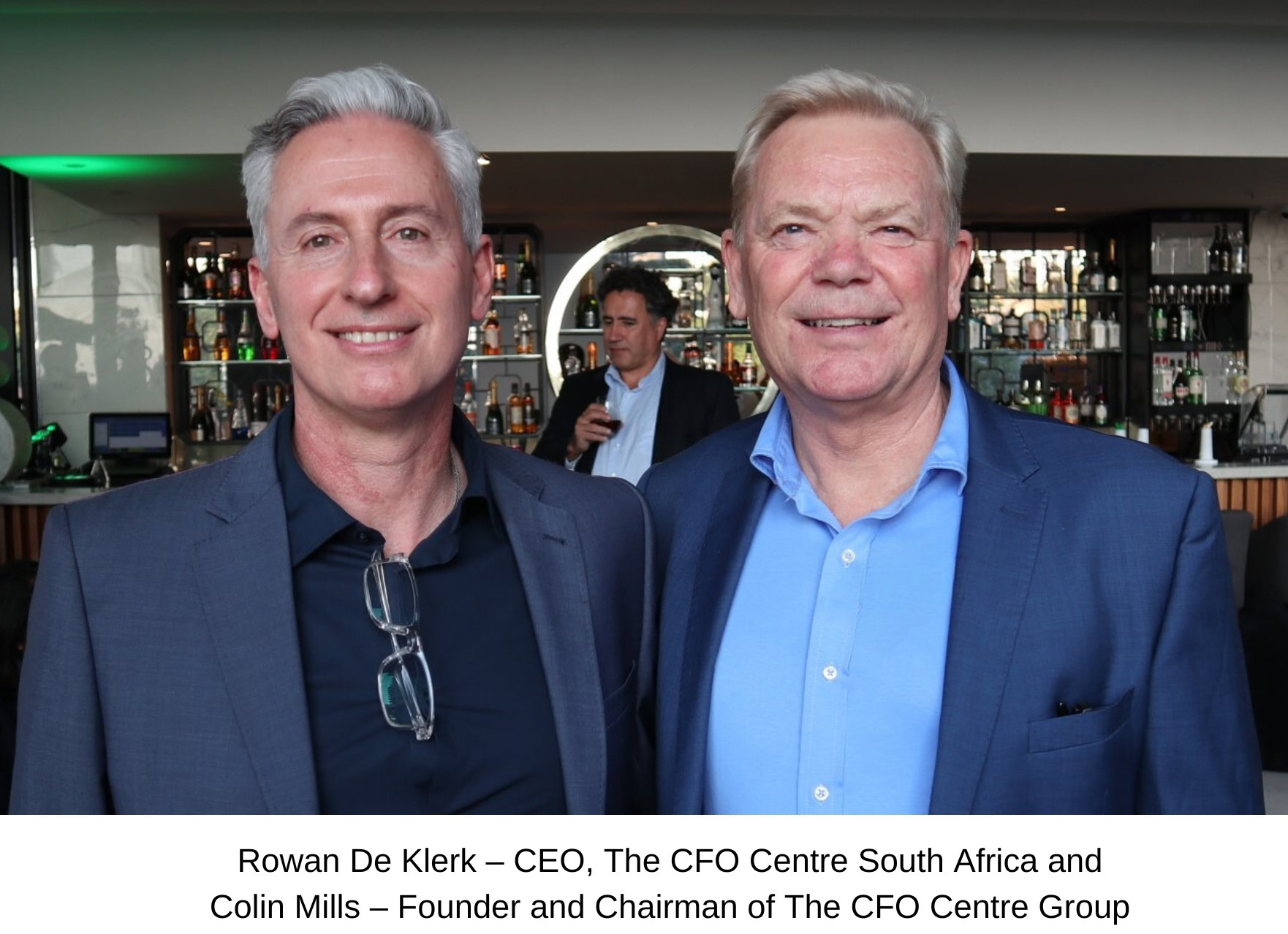 A picture of Rowan De Klerk, CEO of The CFO Centre South Africa and Colin Mills, Founder and Chairman of The CFO Centre Group.