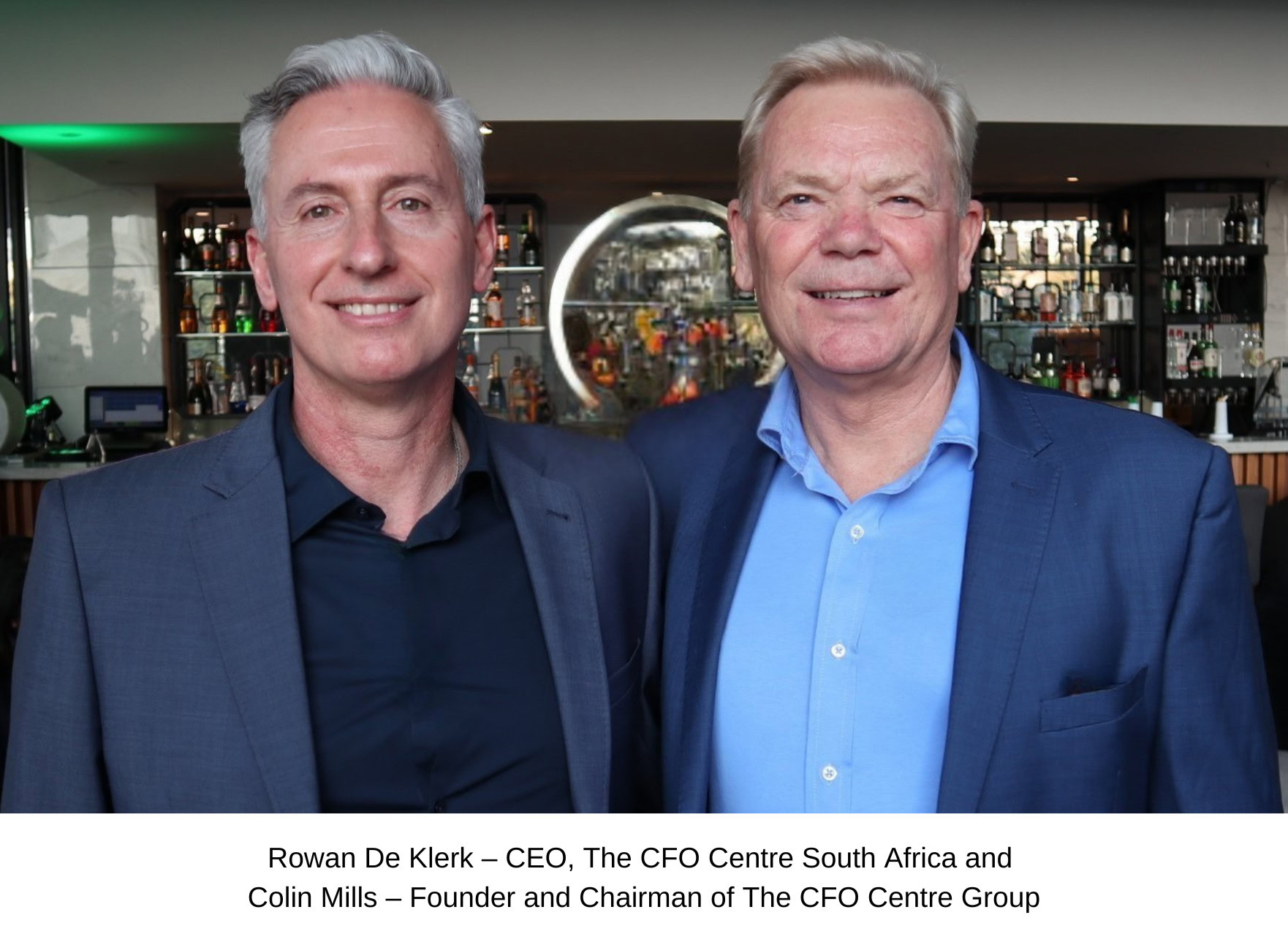 Rowan De Klerk, CEO of South Africa and Colin Mills, founder and chairman of The CFO Centre